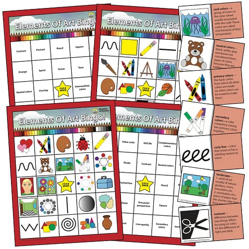 Elements of Art Bingo! Double Sided With Words & Pictures