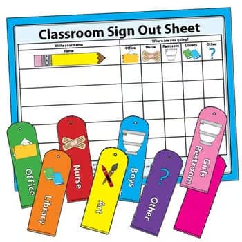 Classroom Management Sign Out Sheet For Restroom Bathroom Office Hall Passes